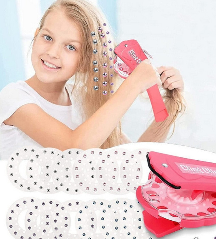 دستگاه نگین زن مو با ۱۲ ورق نگین رنگی