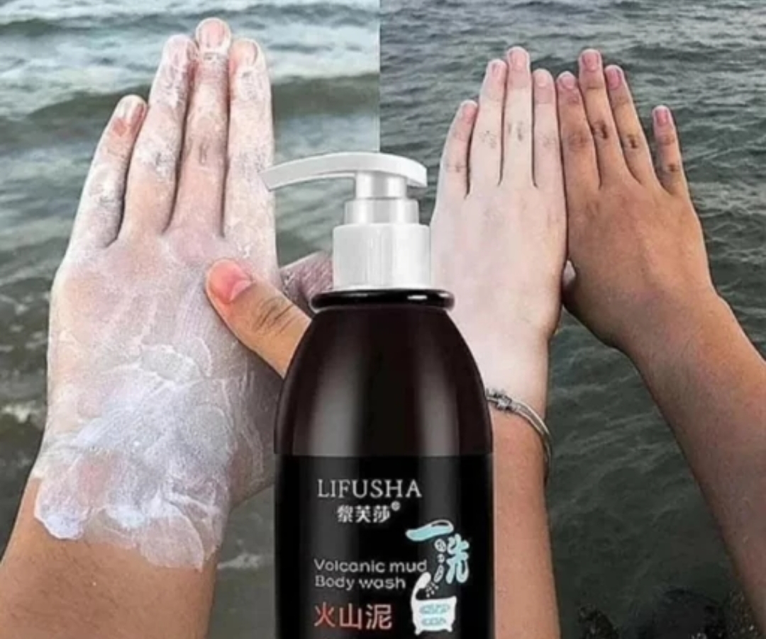 شامپو معجزه سفید کننده بدن و صورت (volcanic mud body wash) حجم 250 میلی لیتر تکی نمای ۲